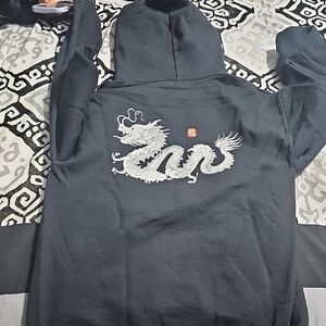 Men's Black Hoodie with Dragon Design